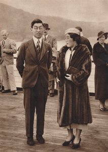 Le prince et la princesse Chichibu arrivant sur le Queen Mary, 12 avril 1937
