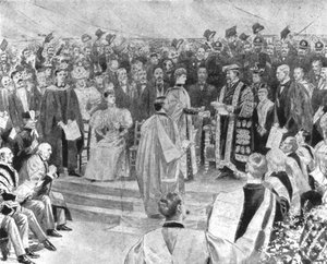 La princesse Alexandra recevant le diplôme de docteur en musique...1896, 1901 - Unbekannt