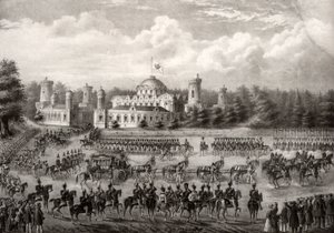 Procession du tsar Nicolas Ier dans la cathédrale de la Dormition depuis le palais Petrovsky lors de son couronnement en 1825, 1826 - Unbekannt
