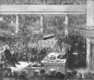 Le professeur Faraday donnant une conférence à l