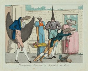 Provinciaux visitant les curiosités de Paris, vers 18e siècle