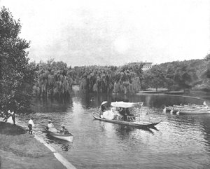 Jardin public et lac, Boston, USA, vers 1900