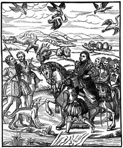 La reine Élisabeth I chassant au faucon, 1575, 1910