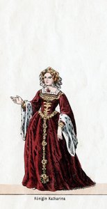 Reine Katharine, costume pour la pièce de Shakespeare, Henry VIII, 19e siècle - Unbekannt