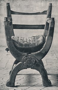Chaise de la reine Mary dans la cathédrale de Winchester. A.D. 1554., 1928
