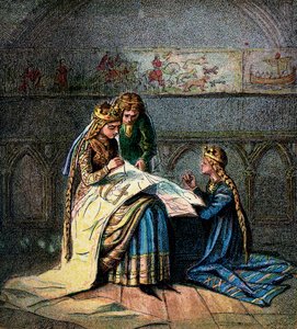 La reine Mathilde et sa tapisserie, vers 1850