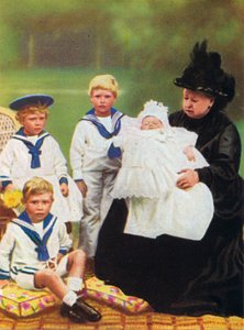 Reine Victoria 1819-1901 avec certains de ses arrière-petits-enfants, à Osborne House sur l