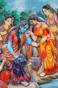 Radha pleurant après avoir été séparée de Krishna, Vrindavan, Inde
