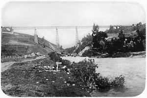 Pont ferroviaire sur la rivière Malleco, Arucania, 1911