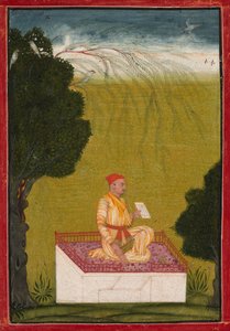 Raja Dalip Singh de Guler sur une estrade, vers 1720
