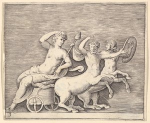 Figure féminine allongée sur un char tiré par deux centaures, publié vers 1599-1622 - Unbekannt