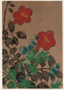 Fleurs rouges et bleues et feuillage, période Edo, 1615-1868 - Unbekannt
