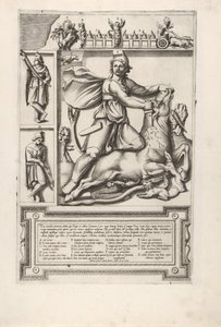Relief avec Mithra agenouillé sur un taureau et enfonçant une épée dans son épaule, à gauche tw..., 1564 - Unbekannt
