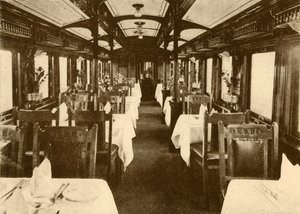 Voiture-restaurant sur un train longue distance, chemins de fer sud-africains, 1930
