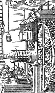 Treuil réversible pour lever des seaux en cuir d