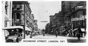 Rue Richmond, Londres, Ontario sud-ouest, Canada, vers les années 1920