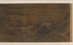 Vallée fluviale avec maisons et temples, dynastie Ming, 15ème-16ème siècle - Unbekannt
