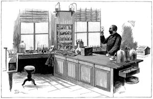Robert Koch 1843-1910, bactériologiste et médecin allemand dans son laboratoire - Unbekannt