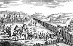 Robinson Crusoé avec la caravane moscovite, vers 1719 - Unbekannt