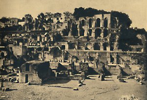 Rome - Les ruines de la maison de Caligula dominant la maison des Vestales, 1910