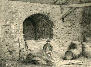 Mur romain sur Tower Hill, vers 1872