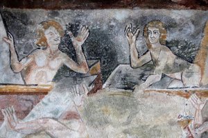 Peinture romane représentant la Résurrection à l
