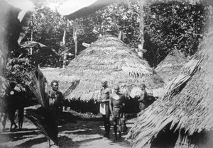 Maisons rondes des indigènes à Timotu, Santa Cruz, 1892