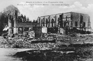 Église en ruines, Huiron, France, Bataille de la Marne, Première Guerre mondiale - Unbekannt