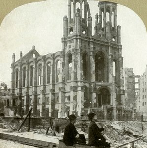 Ruines de la synagogue juive sur Sutter St., a résisté aux grands tremblements de terre de 1865 et 1868, 1906