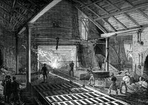 Coulée du fer en fusion dans les moules, vers 1880 - Unbekannt