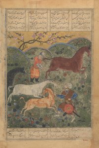 Rustam capture le cheval Rakhsh, Folio du Shahnama Livre des Rois, fin 15ème siècle - Unbekannt