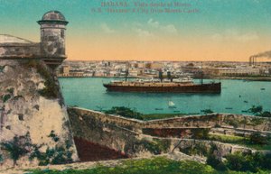 SS Havana et la ville depuis le château de Morro, La Havane, Cuba, vers 1910