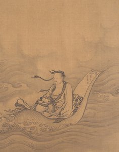Sage flottant sur une feuille de lotus