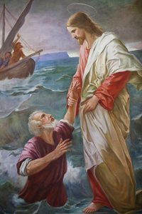 Église Saint-Grat. Pierre marchant sur l