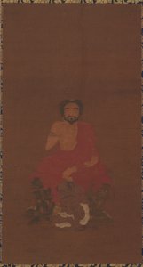 Sakyamuni assis sur trois créatures démoniaques, peut-être dynastie Yuan ou début Ming