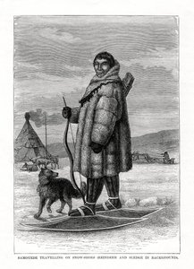 Samoyède voyageant en raquettes, Russie, 1877 - Unbekannt