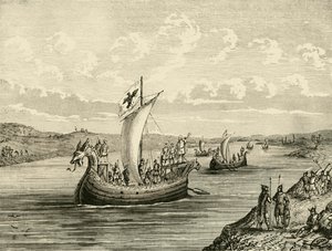 Navires scandinaves remontant une rivière, 1890 - Unbekannt