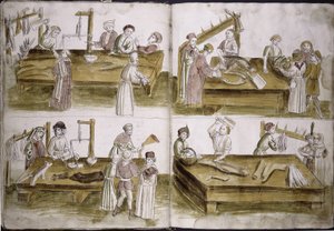 Scène de la vie du marché avec des bouchers de : Chronique du concile de Constance d