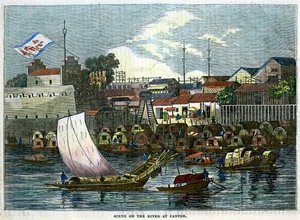 Scène sur la rivière à Canton, Chine, c1840 - Unbekannt