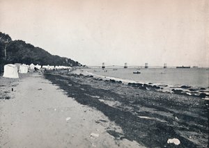 Vue sur mer - La plage de baignade et le pont suspendu, 1895 - Unbekannt