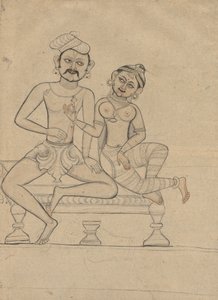 Couple assis, vers 1800 - Unbekannt