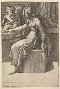 Femme assise avec deux enfants - Unbekannt