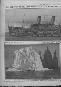 Diagramme sectionnel du Titanic et iceberg, 20 avril 1912 - Unbekannt