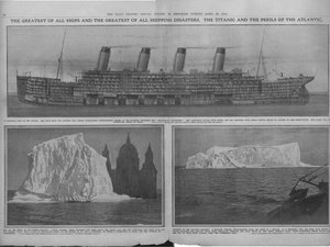Diagramme en coupe du Titanic et des icebergs, 20 avril 1912 - Unbekannt