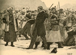 Capture de Sir William Macnaghten par Akbar Khan, Afghanistan, 1841 vers 1890