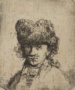 Autoportrait en bonnet de fourrure : buste, 18ème siècle - Unbekannt