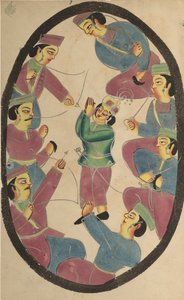 Sept héros ou guerriers tuant Abhimanya, fils d