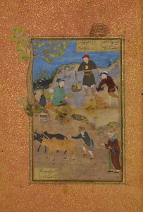 Shaikh Mahneh et le villageois, Folio 49r du Mantiq al-tair Langage des oiseaux - Unbekannt