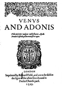 Première œuvre publiée de Shakespeare - 1ère édition de Vénus et Adonis, 1593, 1946 - Unbekannt