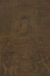 Triade de Shakyamuni : Bouddha accompagné de Manjushri et Samantabhadra, vers 900 - Unbekannt